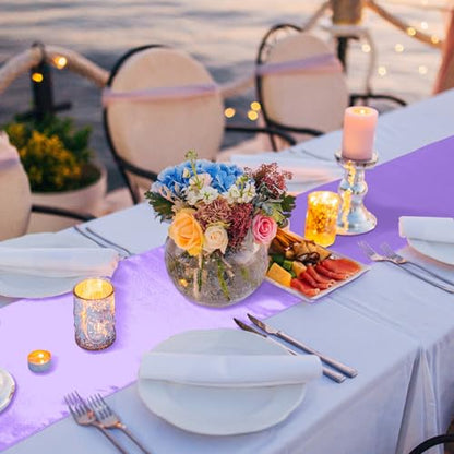 Light Purple Satin Table Runner Bulk 36 Pack 12 x 108 Inch for Weddings Parties