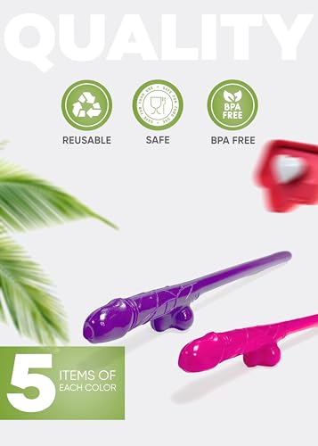 10 Penis Straws with Confetti - Bachelorette Party Drink Favors