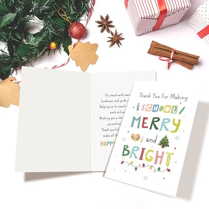 Christmas Thank You Card for Teacher - Teacher Appreciation Holiday Card with Envelope - Variation 224