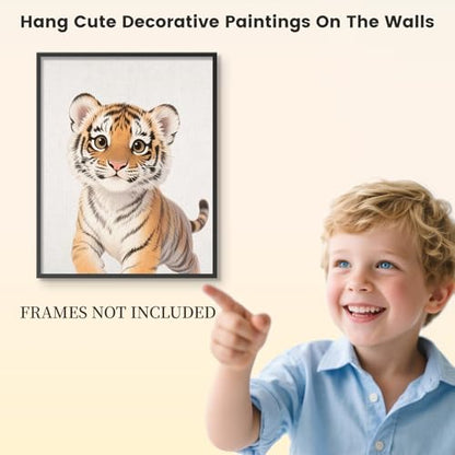 VOLIX Set of 6 Wall Art Unframed Jungle Animal Wall Hanging Decor for Kids Room, Nursery, Safari Themed Birthday Party, 8" x 10"