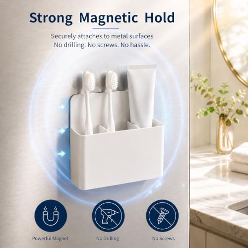 Magnetic Toothbrush Holder for Cruise Travel Wall Mount Organizer Compact Bathroom