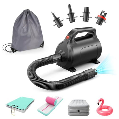 600W Electric Air Pump for Inflatables - Black, AC Inflator Deflator for Pool Floats