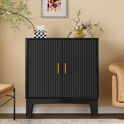 BORNON Fluted Storage Cabinet with Doors and Adjustable Shelf - Modern Sideboard