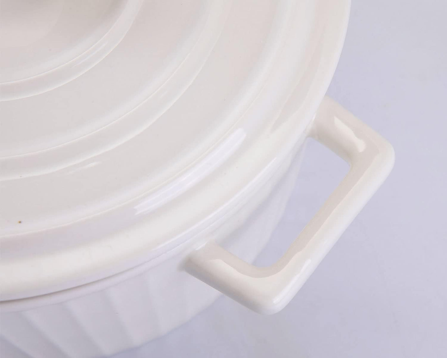 WHJY Ceramic Casserole Dish - Colorful White Bakeware with Lid | 1 Quart Oven Safe Pan