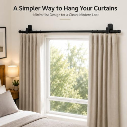 No Drill Self-Adhesive Curtain Rod Brackets - Pack of 8, Black