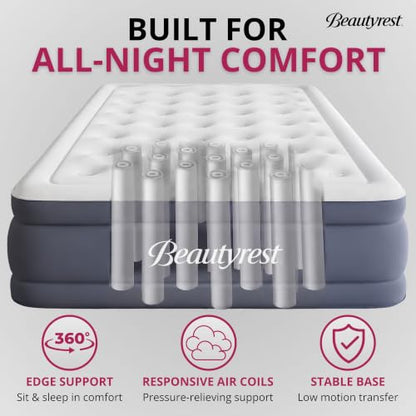 Queen Size Air Mattress with Auto Pump - 24 Inch Tall, Soft Flocked Top