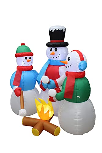 5ft Snowman & 6ft Christmas Tree Inflatable Bundle with Lights - Outdoor Holiday Decorations