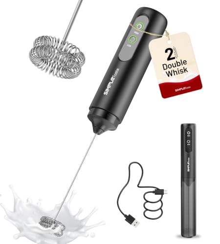 Rechargeable Milk Frother Handheld - 2 Speeds, Galaxy Black, USB-C Charging