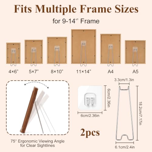 2 Pack Self-Adhesive Picture Frame Back Stands - Supports 9-14 Inch Frames