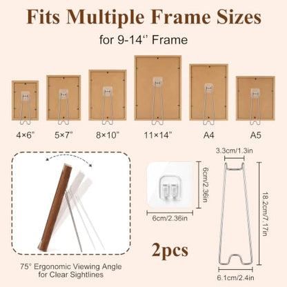 2 Pack Self-Adhesive Picture Frame Back Stands - Supports 9-14 Inch Frames