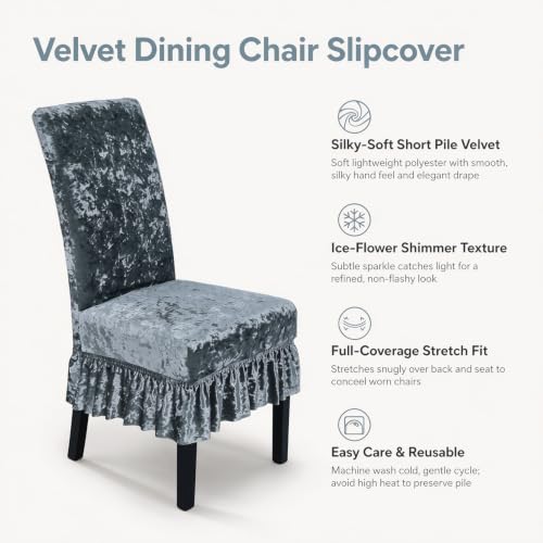 Pink American Style Suede Dining Chair Cover with Skirt Full Coverage