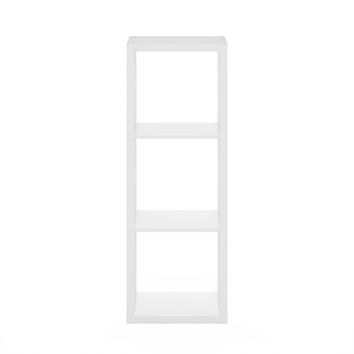 Furinno Cubicle Book Shelf, 3-Cube Bookshelf, Extra Thick Frame Horizontally & Vertically Reversible Bookcase with Open Back, 14.6" x 16" x 44", for Living Room, Bedroom, Home Office, White