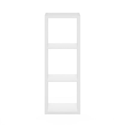 Furinno Cubicle Book Shelf, 3-Cube Bookshelf, Extra Thick Frame Horizontally & Vertically Reversible Bookcase with Open Back, 14.6" x 16" x 44", for Living Room, Bedroom, Home Office, White