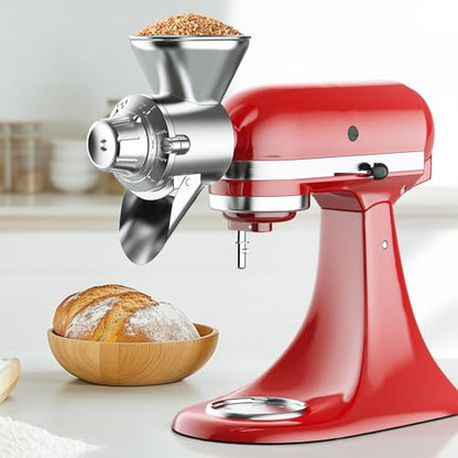KitchenAid Grain Mill Attachment - All Metal, Silver - Versatile Dry Grain Grinder