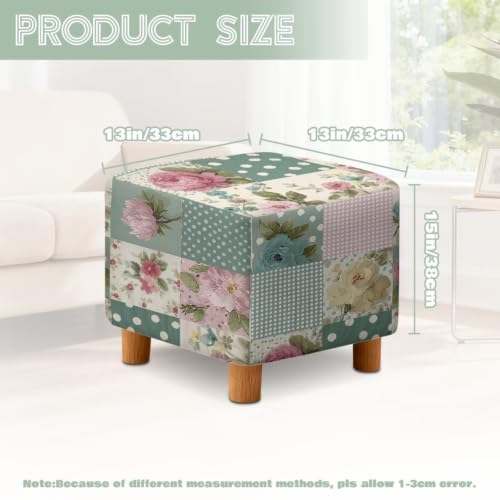 Floral Patchwork Wingback Chair Slipcover with Ottoman Cover - Protective Furniture Set