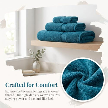 Black Luxury Bath Towels 3 Pack - Ultra Soft, Skin-Friendly, Low-Lint Set