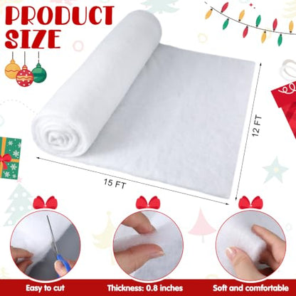 Large Snow Blanket Roll for Christmas Decor - 5 x 15ft, 2 Pack
