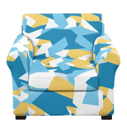 Geometric Print Armchair Slipcover 2 Pcs Set with Cushion Cover - Furniture Protector