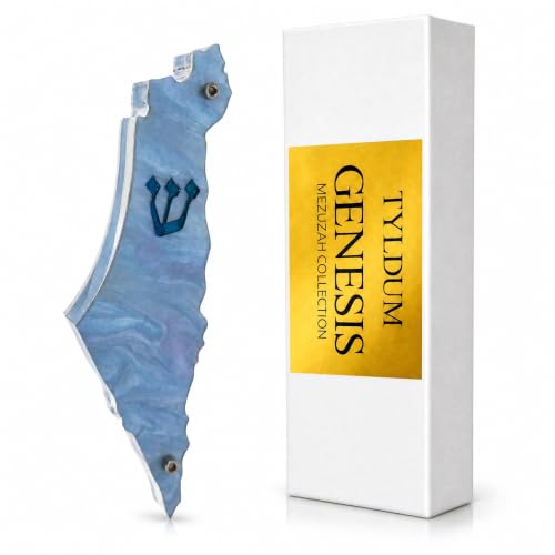 Modern Acrylic Jewish Mezuzah Case with Map Design - Weatherproof, Handmade in Canada, Soft Blues / Map Variation