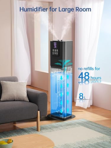 Hiswelle Black 8L Smart Humidifier for Bedroom Large Room App Control