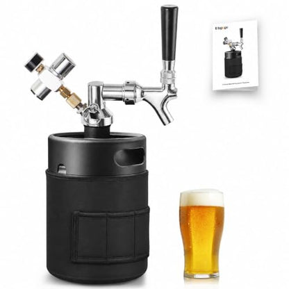 64oz Mini Beer Keg Growler Tap System with Co2 Regulator - Portable & Fresh