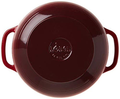 Lodge 6 Quart Enameled Cast Iron Dutch Oven with Lid – Dual Handles – Oven Safe up to 500° F or on Stovetop - Use to Marinate, Cook, Bake, Refrigerate and Serve – Island Spice Red