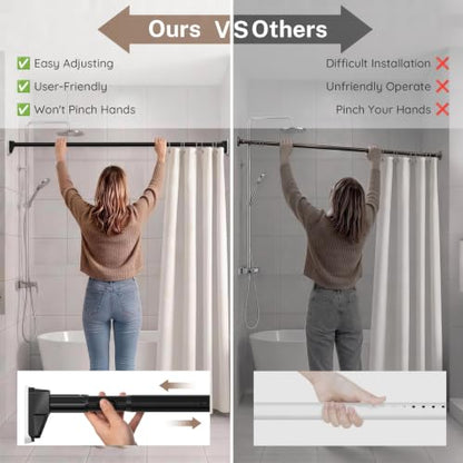 Extra Long Tension Curtain Rod 39-173 Inch No Drilling Black - Heavy Duty Support