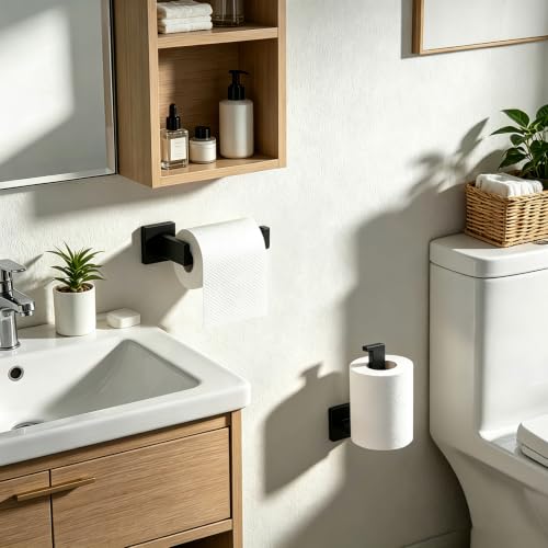 JOPOFI Matte Black Toilet Paper Holder - Modern Wall Mount Bathroom Accessory