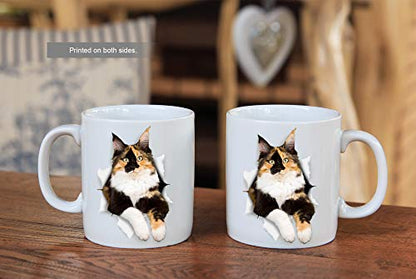 11oz Calico Cat Coffee Mug - Funny Ceramic Cat Lover Gift - Novelty Present