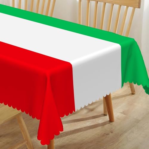 Italian Flag Tablecloth 70x120 Inches Red White Green Fabric for Italian Theme Party