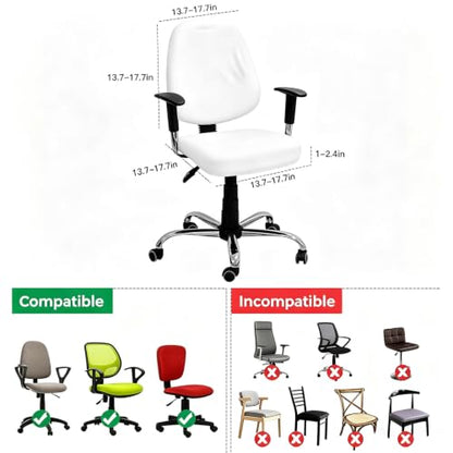 Double Love White 2-Piece Office Chair Cover Set Stretchable Seat & Back Slipcover