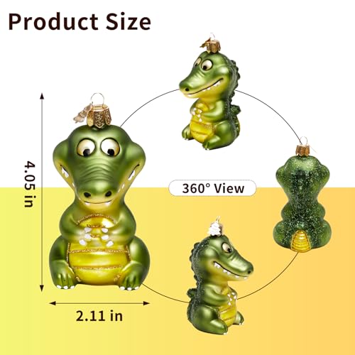 Glass Crocodile Christmas Ornament - Handcrafted Holiday Tree Decor