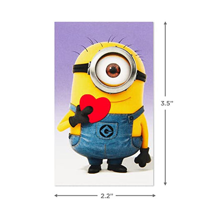 Hallmark Minions Mini Valentines Day Cards and Stickers for Kids School (18 Classroom Valentines with Envelopes)