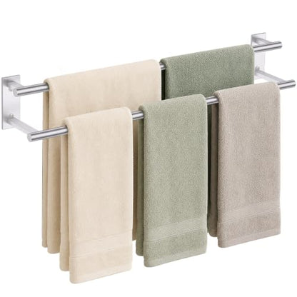 Double Towel Bar Brushed Nickel 32 Inch Wall-Mounted Stainless Steel Towel Rack
