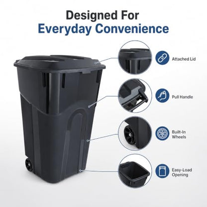 32-Gallon Heavy-Duty Wheeled Trash Can with Click-Lock Lid - Outdoor Use