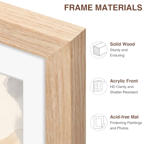 Pallene Solid Wood 11x14 Picture Frame Wall Hanging - Natural, Includes Mat