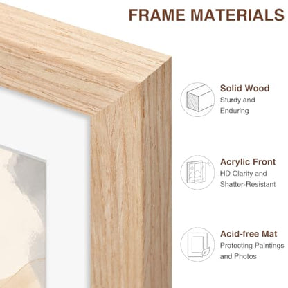 Pallene Solid Wood 11x14 Picture Frame Wall Hanging - Natural, Includes Mat