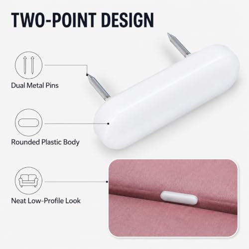 White Plastic-Head Pins for Furniture and Bed Skirts - 20 Pack