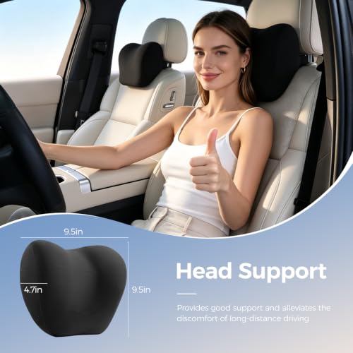 BABUR Car Neck Pillow Ergonomic Memory Foam Headrest - Black