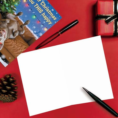 Funny Christmas Card with Dog Santa Hat - Humorous Holiday Greeting Card - WY-477