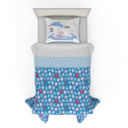 Frosty The Snowman Twin Quilt Set with Pillow Sham - Holiday Bedding