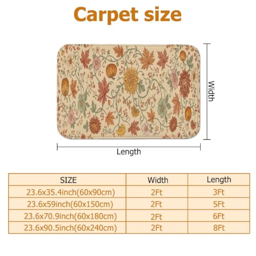 Orange Fall Pumpkin Leaf Runner Rug 2x8 Ft Non-Slip Home Floor Decor