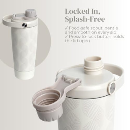 Insulated Stainless Steel Shaker Bottle with Storage Base Gray Wave - 20oz