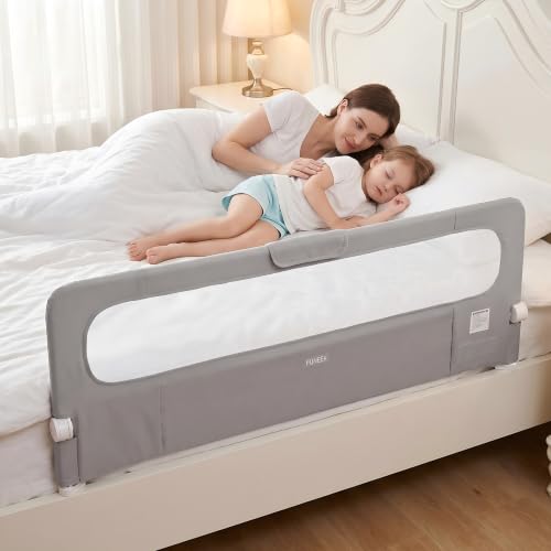 Toddler Bed Rail Guard - 59 Inch Swing Down Bed Safety Barrier - Rectangular
