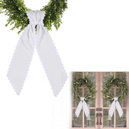 White Wreath Sash Set - Scalloped Fan Design, 5.1 x 52.4 Inches, 2 Pieces