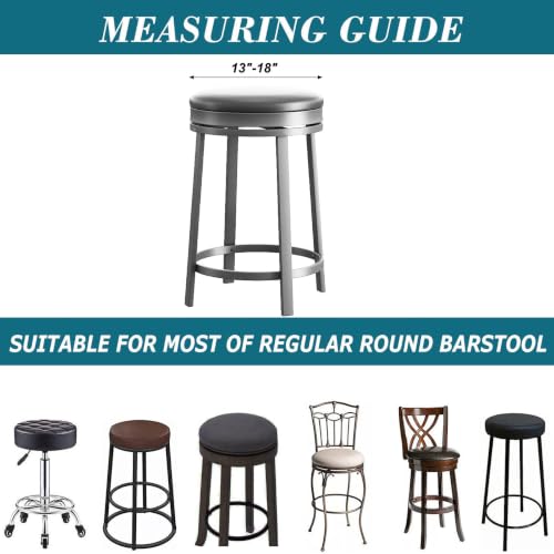 Stretch Round Bar Stool Covers Khaki 2 Pack - Universal Fit for 13-18" Chairs