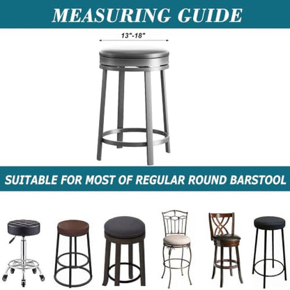 Waterproof PU Round Bar Stool Covers 4-Pack Light Gray - Stretch Fit