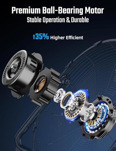 Simple Deluxe Comfort Zone Cradle Floor Fan, 12 Inch 3-Speed High Velocity, 230 Degree Adjustable Tilt, All-Metal, Carry Handle, Rubber Feet,Ideal for Home, Bedroom & Office, Black