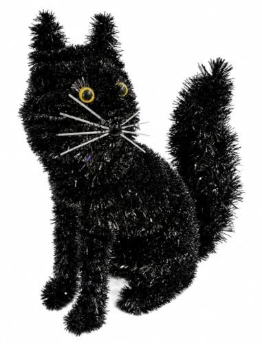 Halloween Spooky 3D Tinsel Black Cat Decoration - Sitting Style