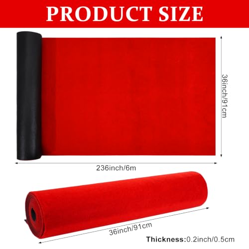 Thick Red Carpet Runner 3x20 FT Non Slip Wedding Aisle Rug Indoor Outdoor